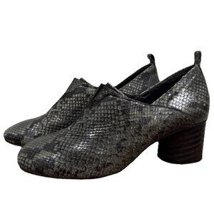 Henry Beguelin Snake‎ Print Ankle Booties Size 38(7.5) Block Heel Rare Leather